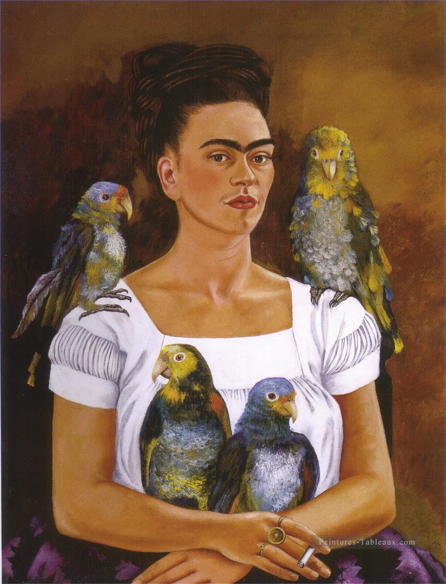 Moi et mon perroquet féminisme Frida Kahlo Peintures à l'huile